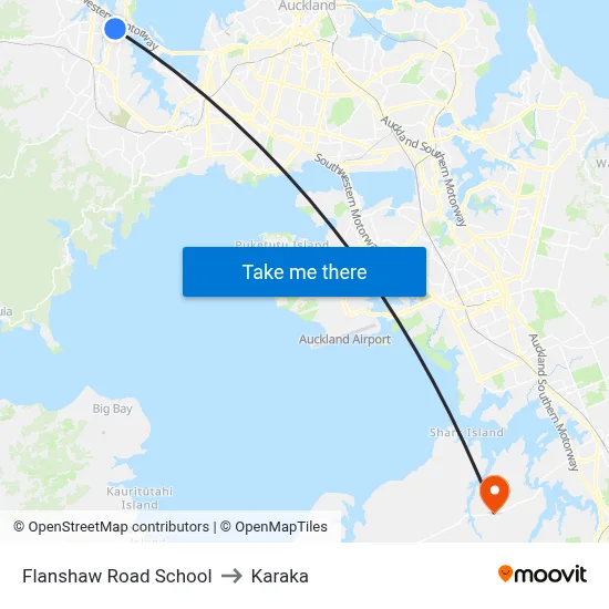 Flanshaw Road School to Karaka map