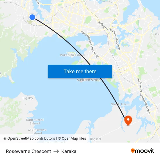Rosewarne Crescent to Karaka map