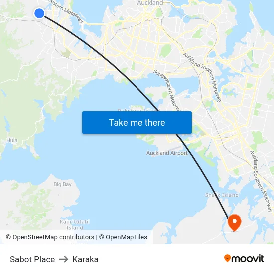 Sabot Place to Karaka map