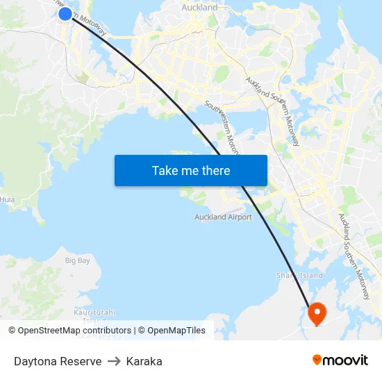 Daytona Reserve to Karaka map