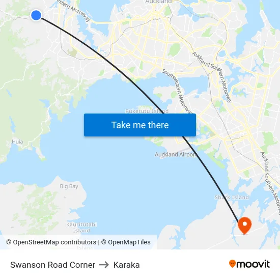 Swanson Road Corner to Karaka map