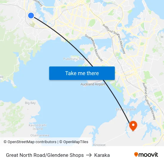 Great North Road/Glendene Shops to Karaka map