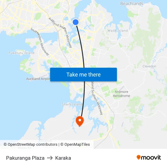 Pakuranga Plaza to Karaka map