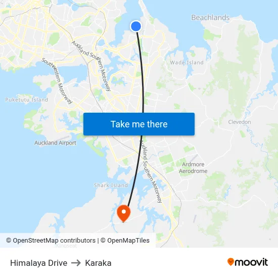 Himalaya Drive to Karaka map