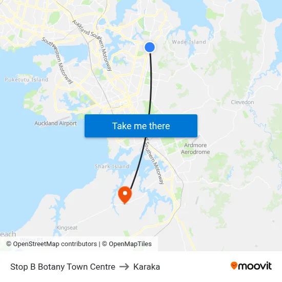 Stop B Botany Town Centre to Karaka map