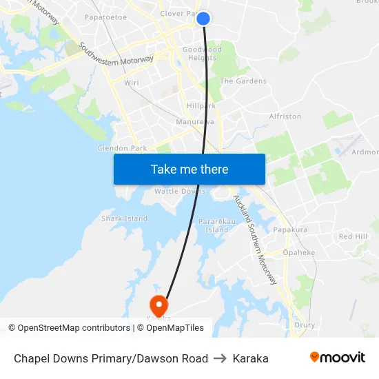 Chapel Downs Primary/Dawson Road to Karaka map