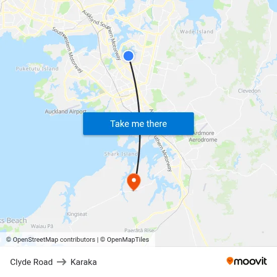 Clyde Road to Karaka map