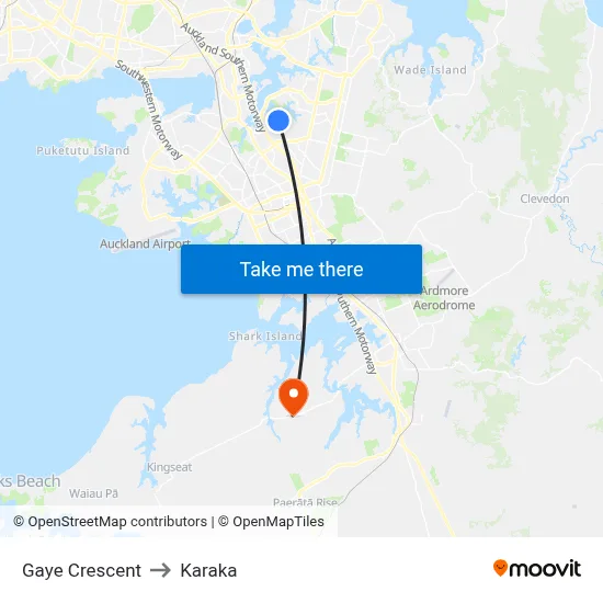 Gaye Crescent to Karaka map