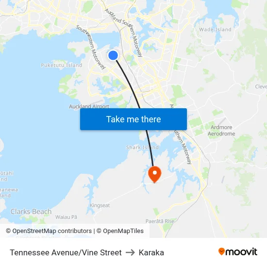 Tennessee Avenue/Vine Street to Karaka map