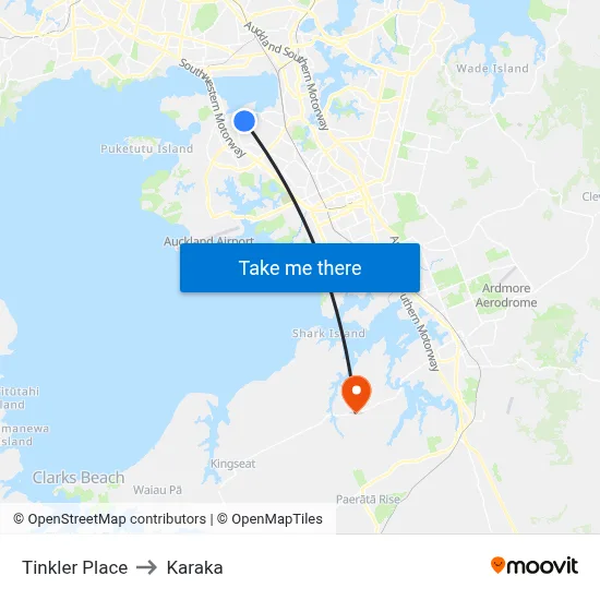 Tinkler Place to Karaka map
