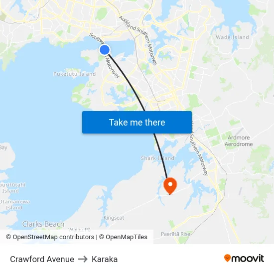 Crawford Avenue to Karaka map