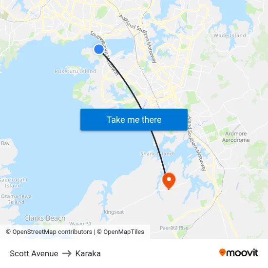 Scott Avenue to Karaka map