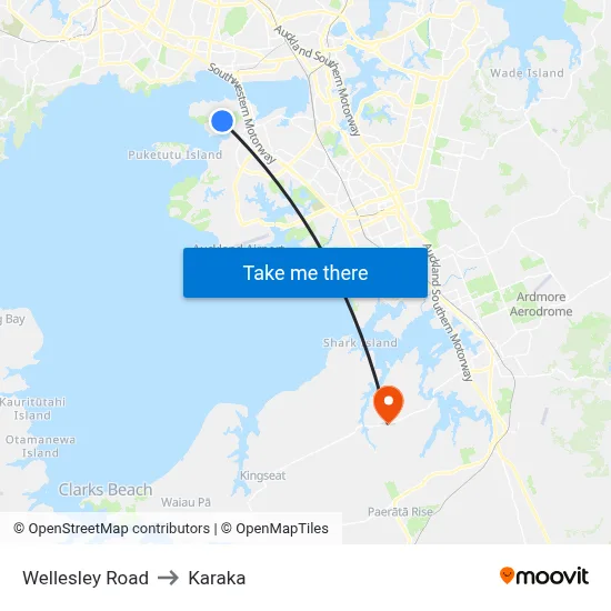 Wellesley Road to Karaka map