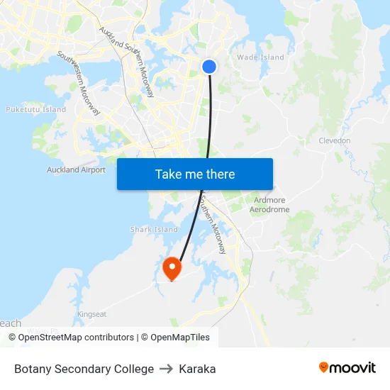 Botany Secondary College to Karaka map