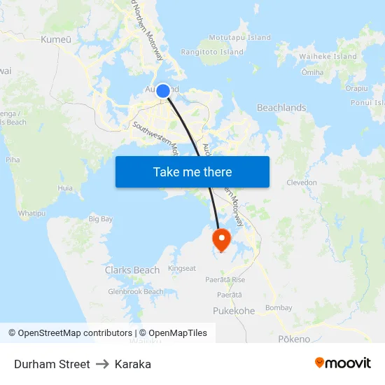 Durham Street to Karaka map