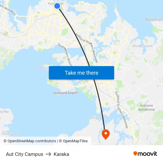 Aut City Campus to Karaka map