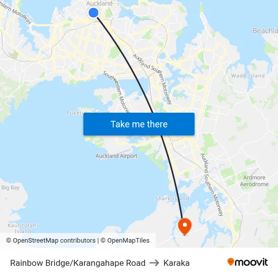 Rainbow Bridge/Karangahape Road to Karaka map