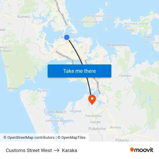 Customs Street West to Karaka map