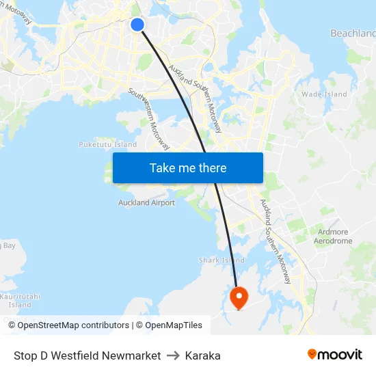 Stop D Westfield Newmarket to Karaka map