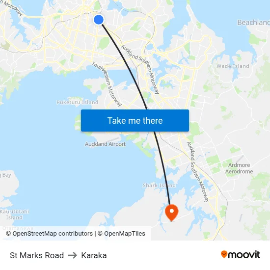 St Marks Road to Karaka map