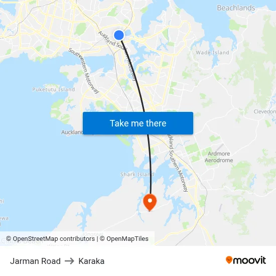 Jarman Road to Karaka map