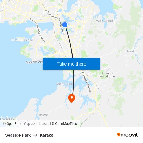 Seaside Park to Karaka map