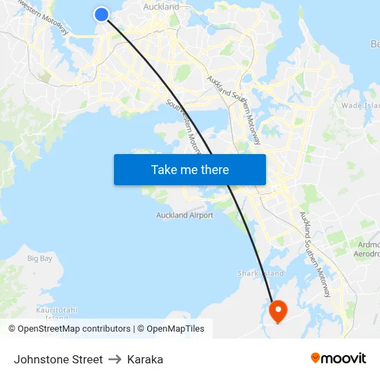 Johnstone Street to Karaka map