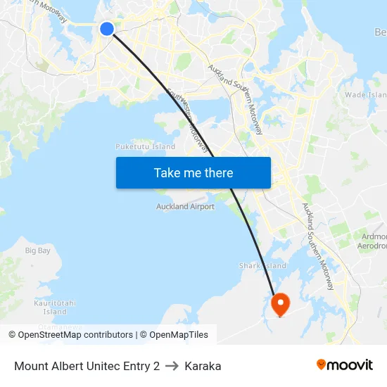 Mount Albert Unitec Entry 2 to Karaka map