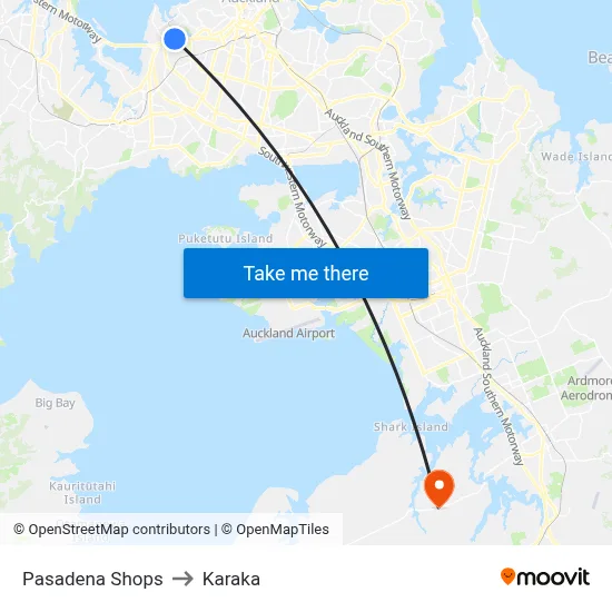 Pasadena Shops to Karaka map