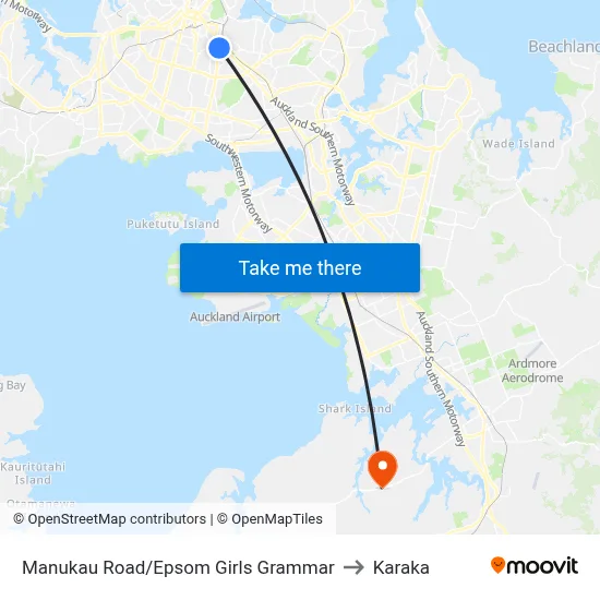 Manukau Road/Epsom Girls Grammar to Karaka map