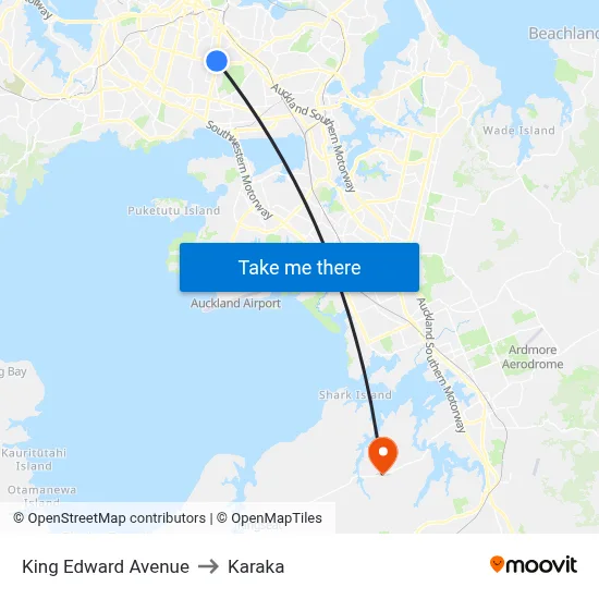 King Edward Avenue to Karaka map