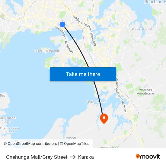 Onehunga Mall/Grey Street to Karaka map