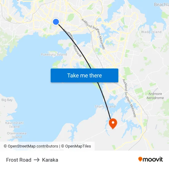 Frost Road to Karaka map