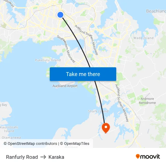Ranfurly Road to Karaka map