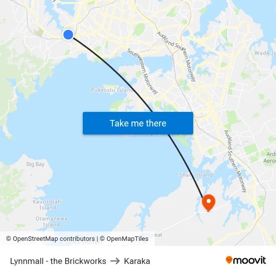 Lynnmall - the Brickworks to Karaka map