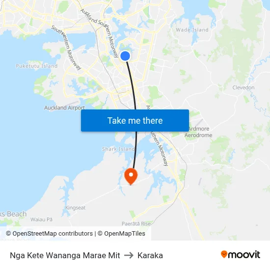 Nga Kete Wananga Marae Mit to Karaka map