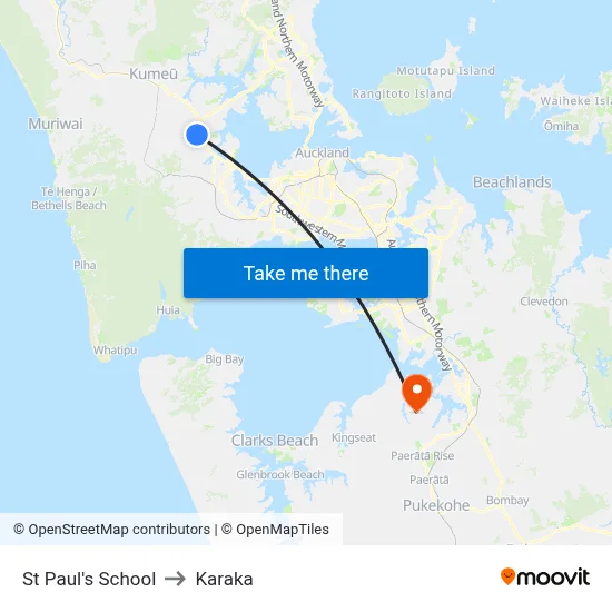 St Paul's School to Karaka map
