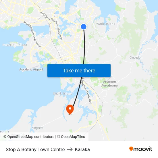 Stop A Botany Town Centre to Karaka map