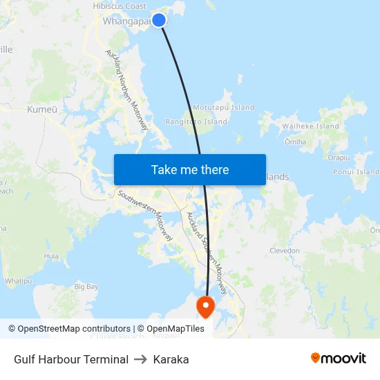 Gulf Harbour Terminal to Karaka map