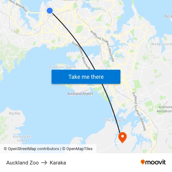 Auckland Zoo to Karaka map