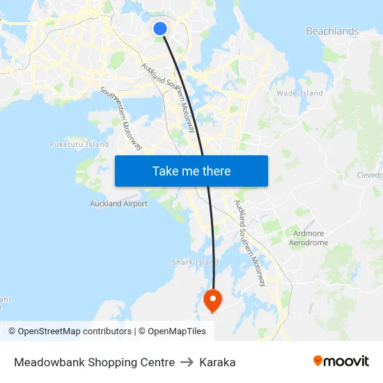 Meadowbank Shopping Centre to Karaka map