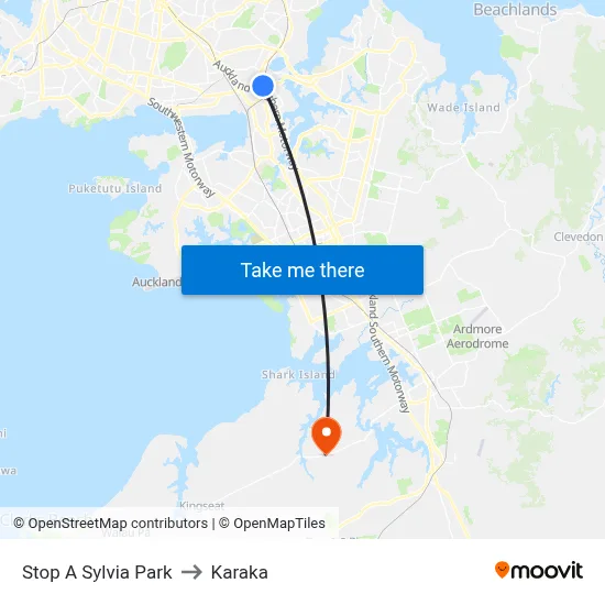 Stop A Sylvia Park to Karaka map