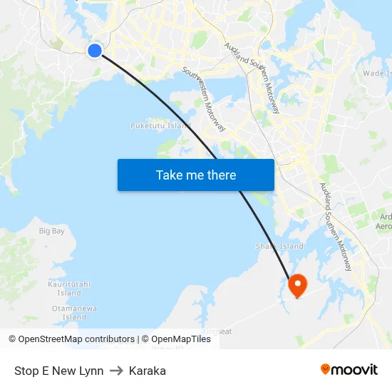 Stop E New Lynn to Karaka map