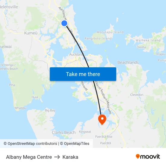 Albany Mega Centre to Karaka map