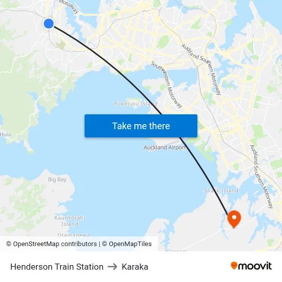 Henderson Train Station to Karaka map