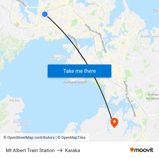 Mt Albert Train Station to Karaka map