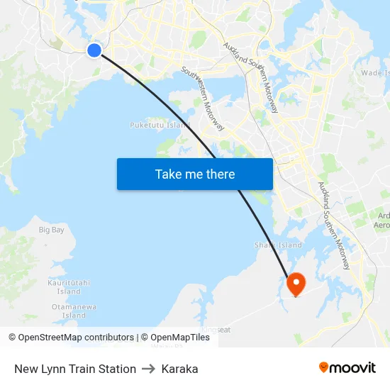 New Lynn Train Station to Karaka map