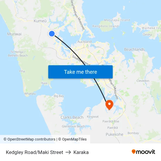 Kedgley Road/Maki Street to Karaka map