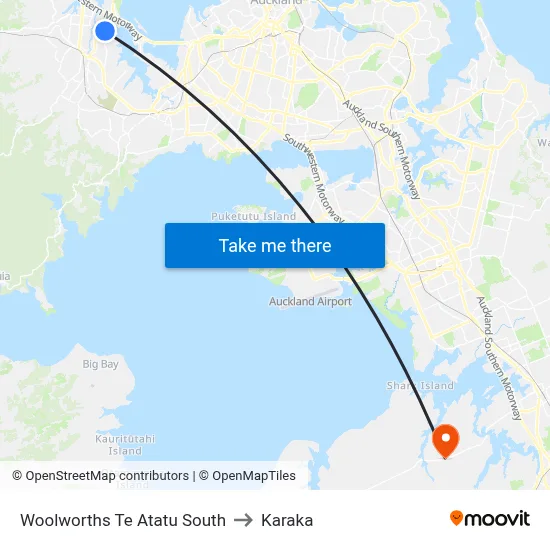 Woolworths Te Atatu South to Karaka map