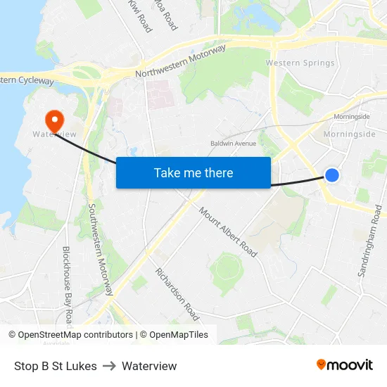 Stop B St Lukes to Waterview map